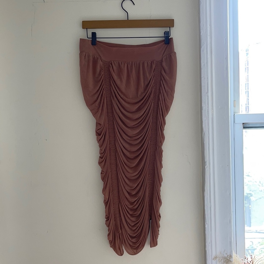 Blush Issey Miyake Draped/Cascading Mesh Skirt